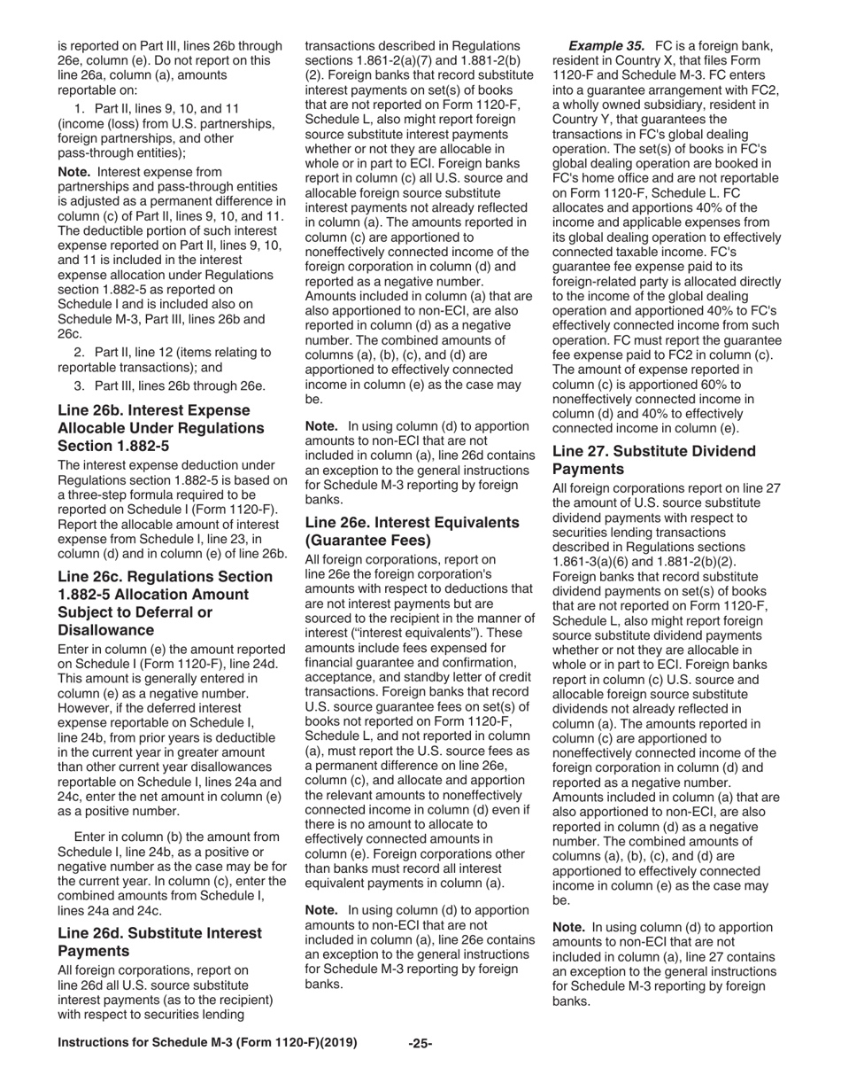 Instructions for IRS Form 1120-F Schedule M-3 Net Income (Loss) Reconciliation for Foreign Corporations With Reportable Assets of $10 Million or More, Page 25