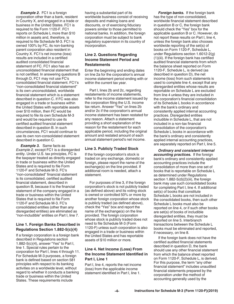 Instructions for IRS Form 1120-F Schedule M-3 Net Income (Loss) Reconciliation for Foreign Corporations With Reportable Assets of $10 Million or More, Page 4