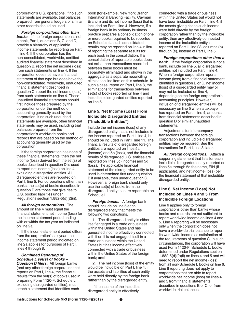Instructions for IRS Form 1120-F Schedule M-3 Net Income (Loss) Reconciliation for Foreign Corporations With Reportable Assets of $10 Million or More, Page 5