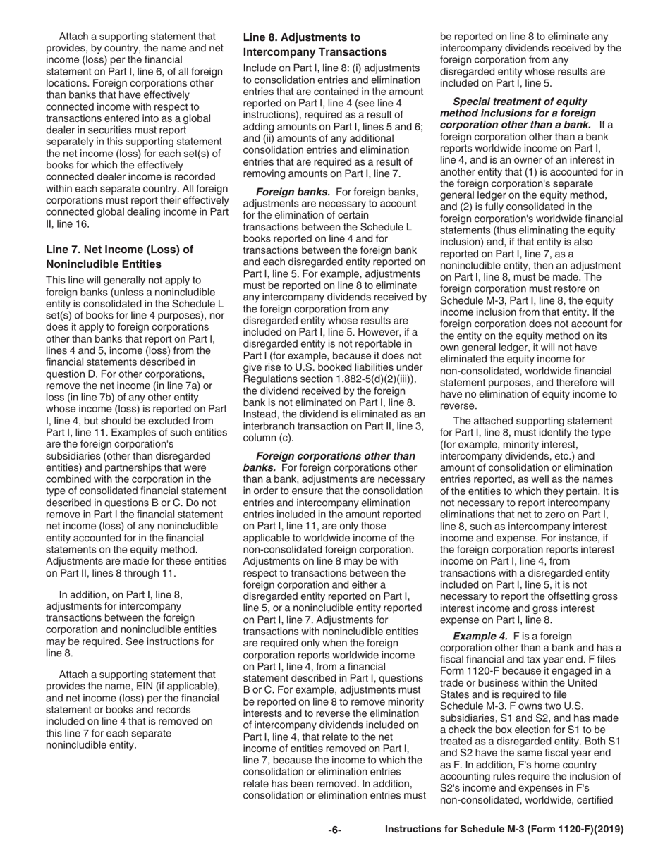 Instructions for IRS Form 1120-F Schedule M-3 Net Income (Loss) Reconciliation for Foreign Corporations With Reportable Assets of $10 Million or More, Page 6