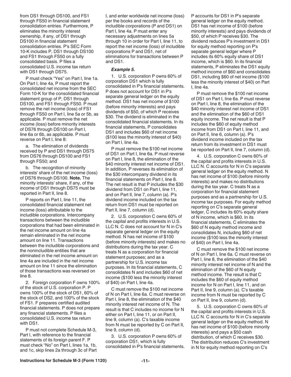 Instructions for IRS Form 1120 Schedule M-3 Net Income (Loss) Reconciliation for Corporations With Total Assets of $10 Million or More, Page 11
