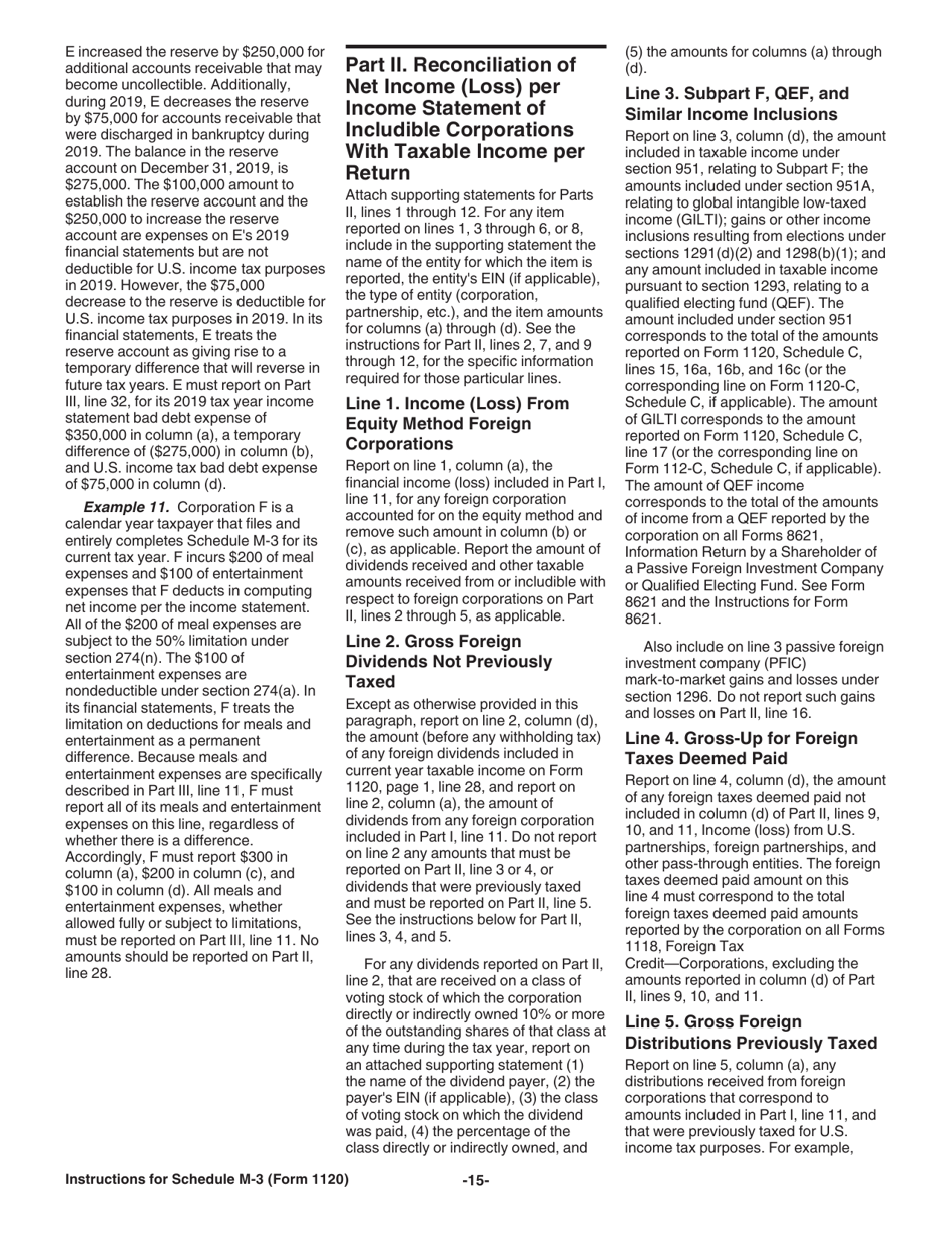 Instructions for IRS Form 1120 Schedule M-3 Net Income (Loss) Reconciliation for Corporations With Total Assets of $10 Million or More, Page 15