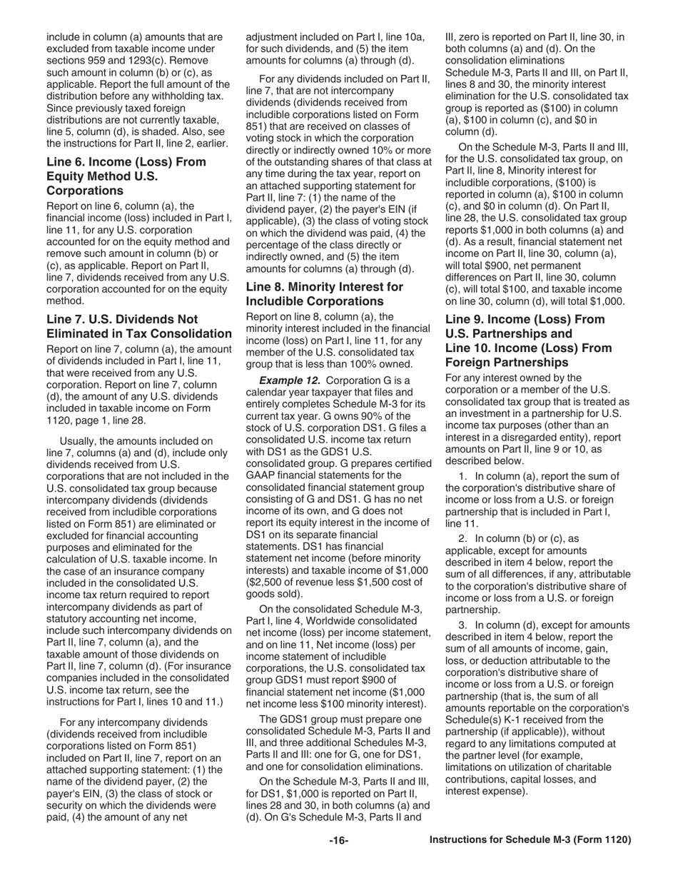 Instructions for IRS Form 1120 Schedule M-3 Net Income (Loss) Reconciliation for Corporations With Total Assets of $10 Million or More, Page 16