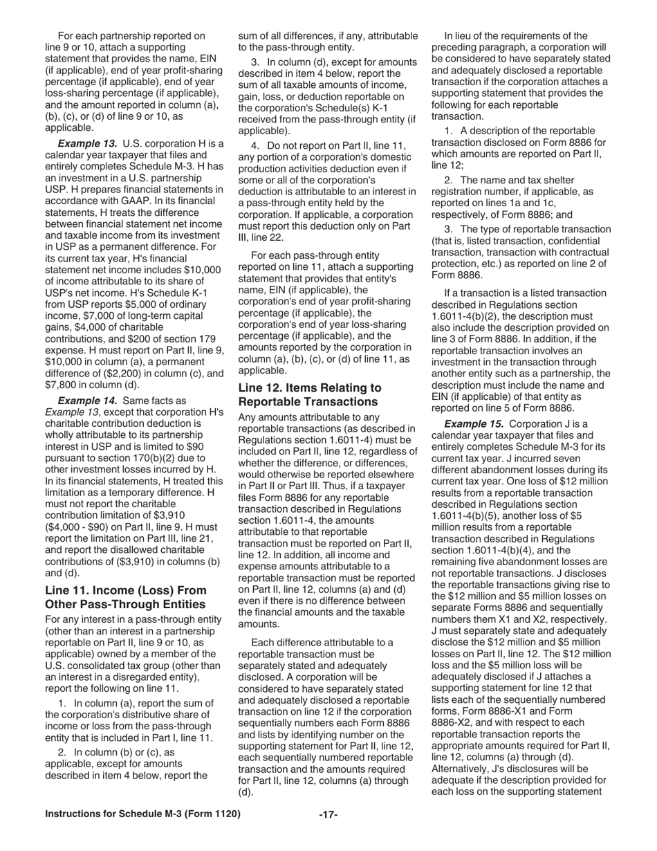 Instructions for IRS Form 1120 Schedule M-3 Net Income (Loss) Reconciliation for Corporations With Total Assets of $10 Million or More, Page 17