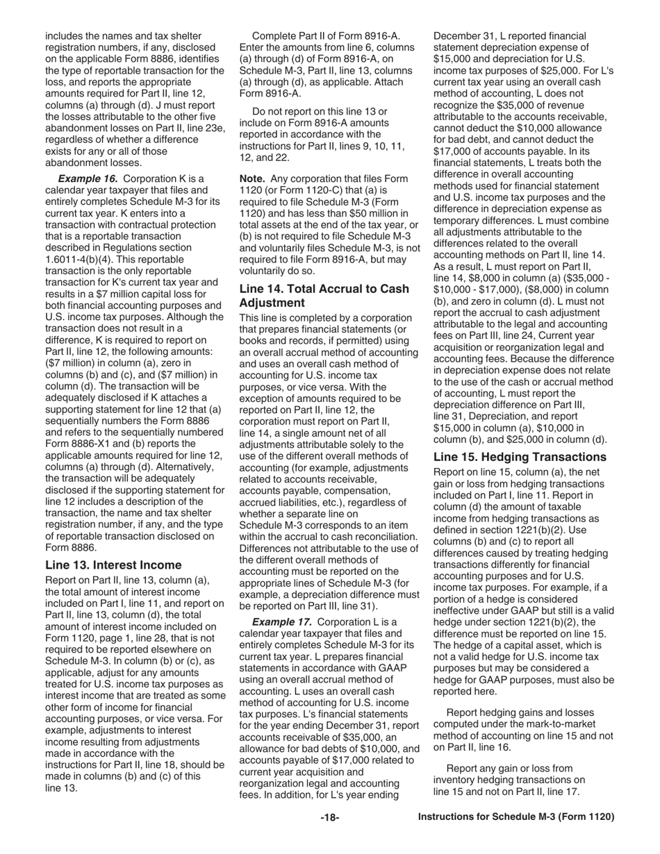 Instructions for IRS Form 1120 Schedule M-3 Net Income (Loss) Reconciliation for Corporations With Total Assets of $10 Million or More, Page 18
