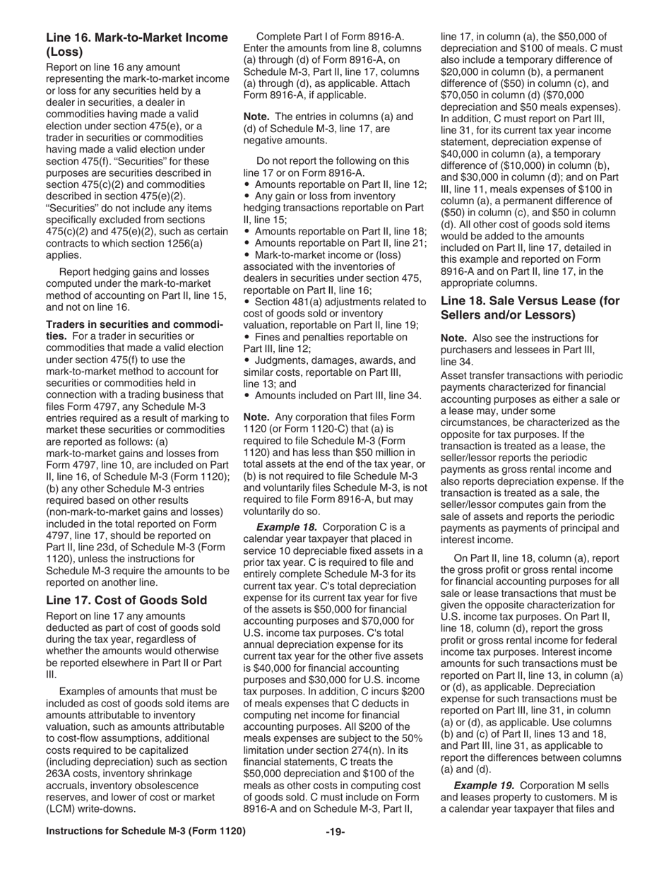 Instructions for IRS Form 1120 Schedule M-3 Net Income (Loss) Reconciliation for Corporations With Total Assets of $10 Million or More, Page 19