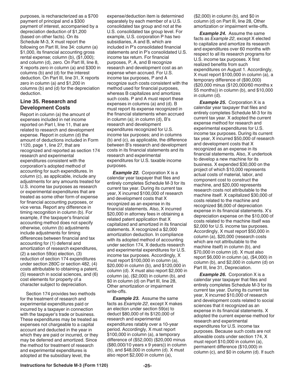 Instructions for IRS Form 1120 Schedule M-3 Net Income (Loss) Reconciliation for Corporations With Total Assets of $10 Million or More, Page 25