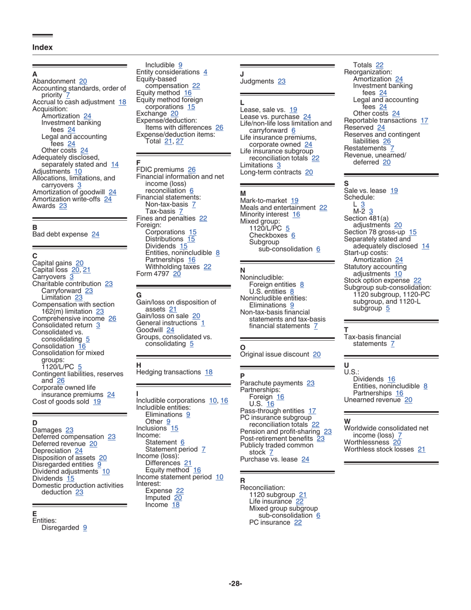 Instructions for IRS Form 1120 Schedule M-3 Net Income (Loss) Reconciliation for Corporations With Total Assets of $10 Million or More, Page 28