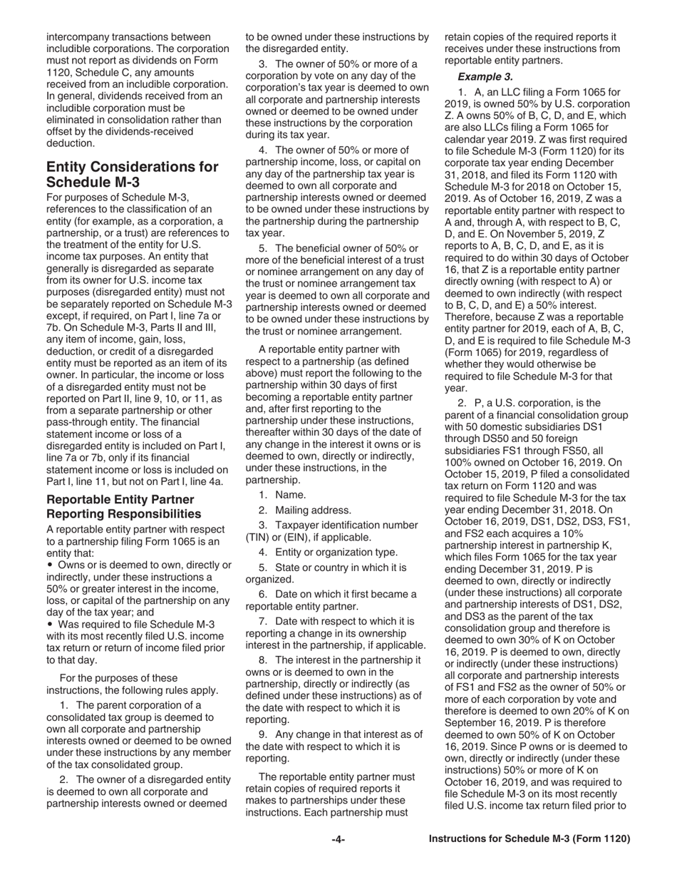 Instructions for IRS Form 1120 Schedule M-3 Net Income (Loss) Reconciliation for Corporations With Total Assets of $10 Million or More, Page 4