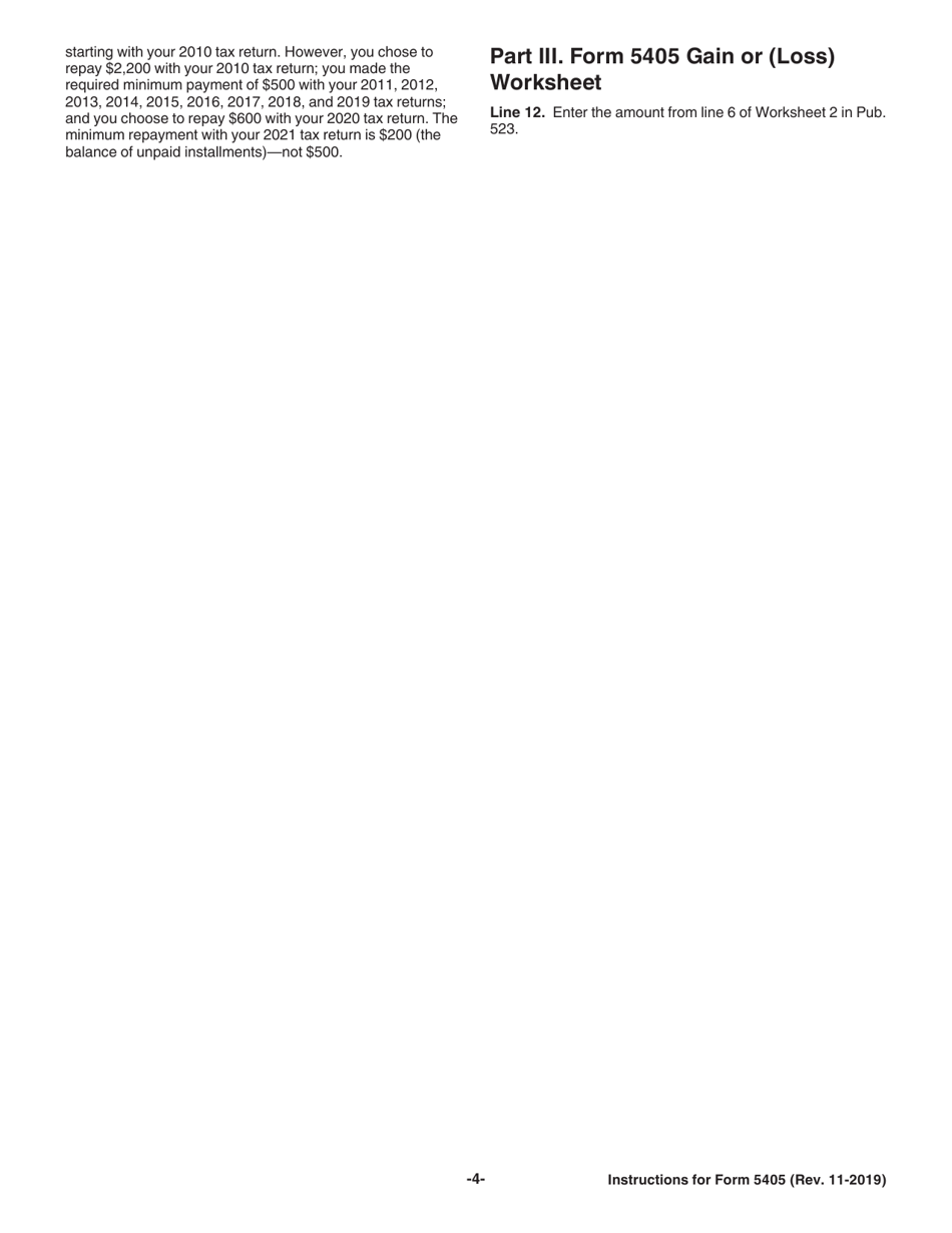 Instructions for IRS Form 5405 Repayment of the First-Time Homebuyer Credit, Page 4