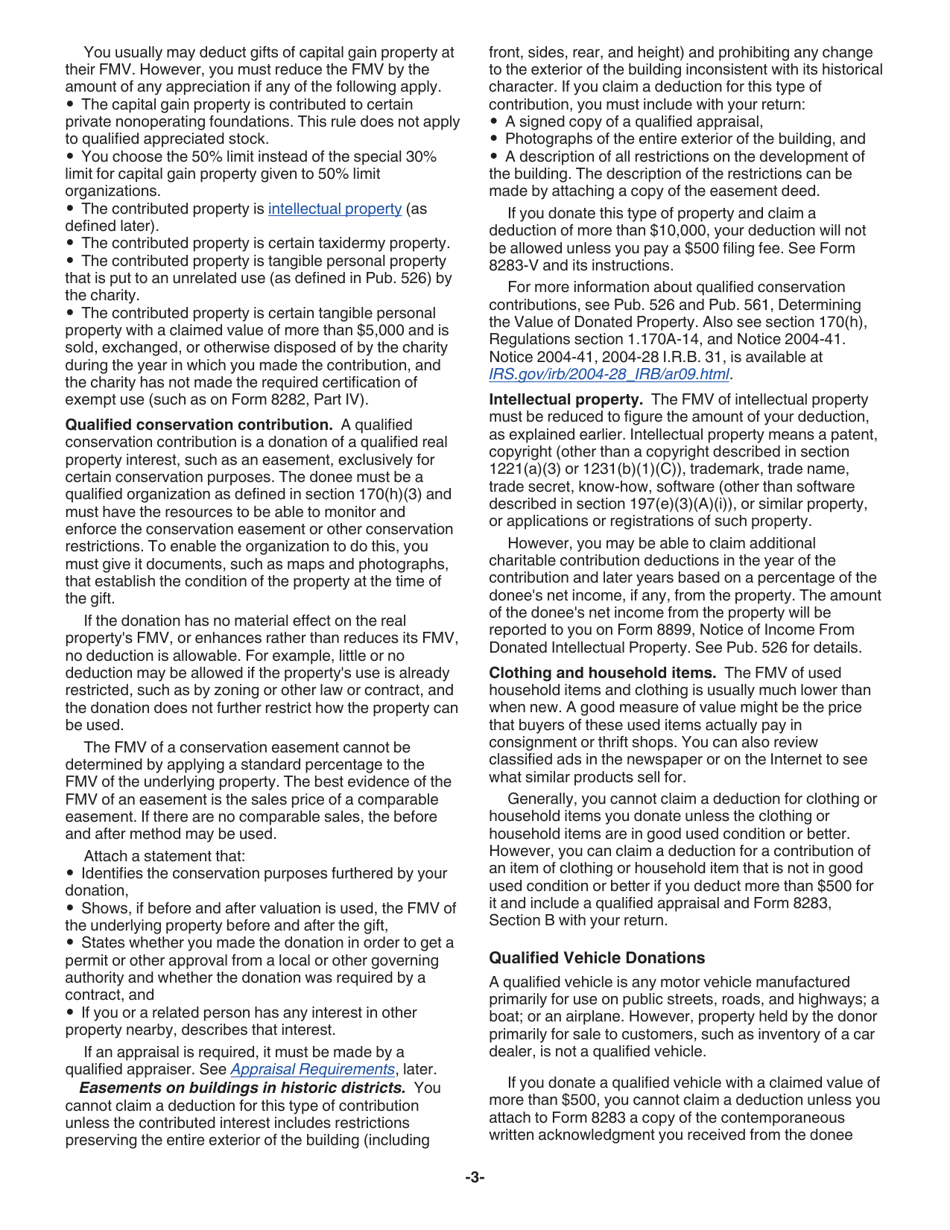 Instructions for IRS Form 8283 Noncash Charitable Contributions, Page 3