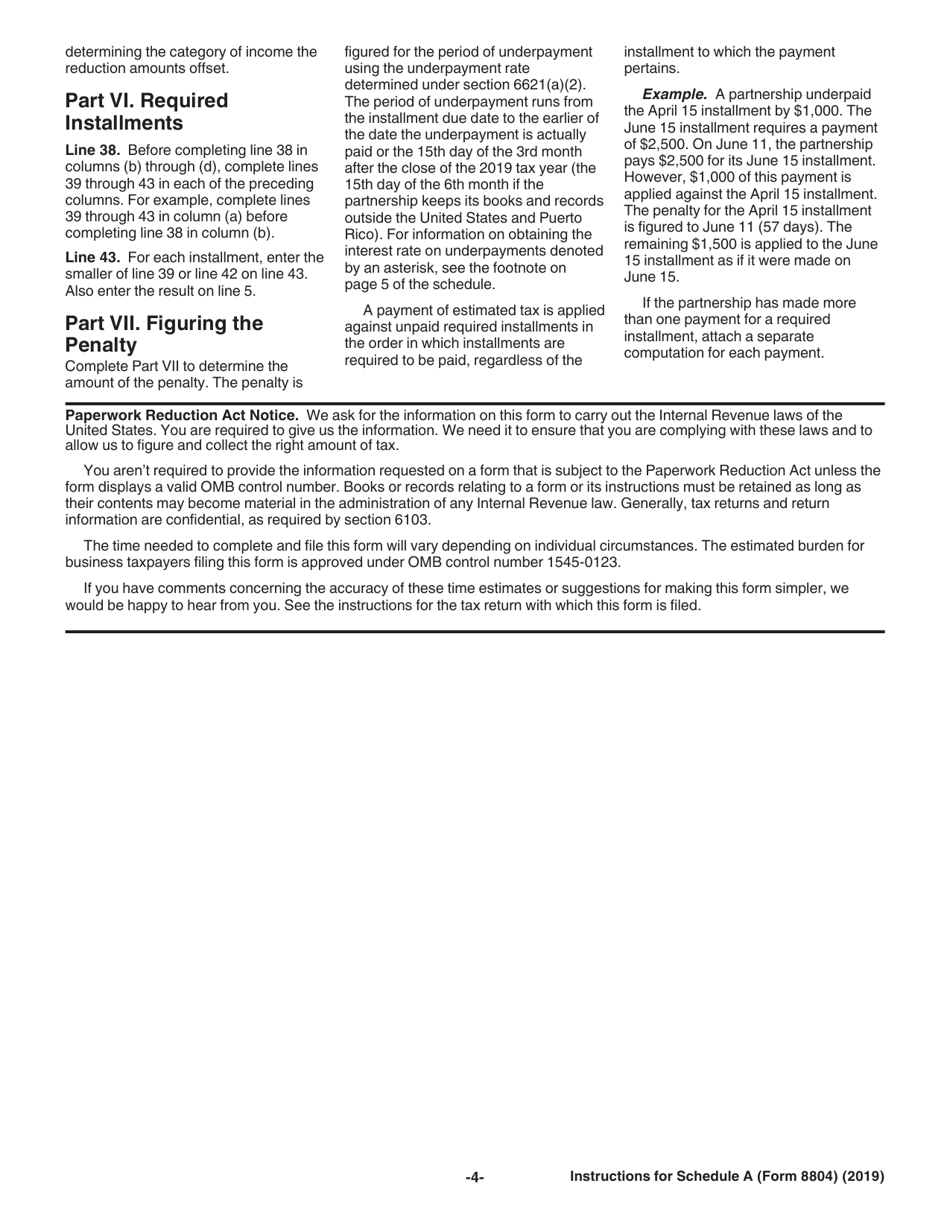 Instructions for IRS Form 8804 Schedule A Penalty for Underpayment of Estimated Section 1446 Tax for Partnerships, Page 4