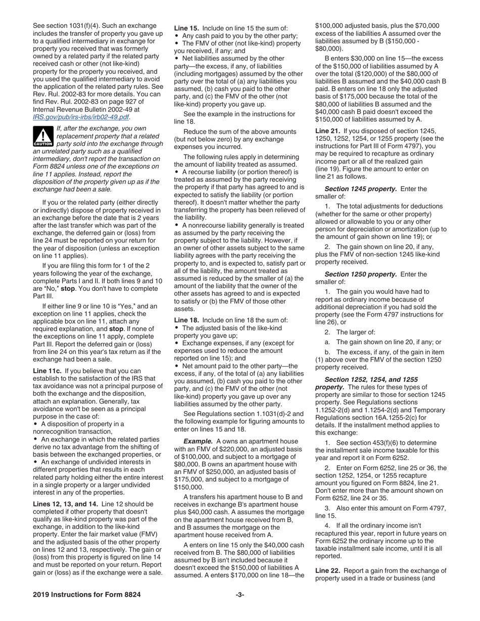 Instructions for IRS Form 8824 Like-Kind Exchanges, Page 3