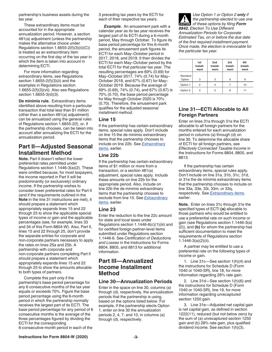 Instructions for IRS Form 8804-W Installment Payments of Section 1446 Tax for Partnerships, Page 3