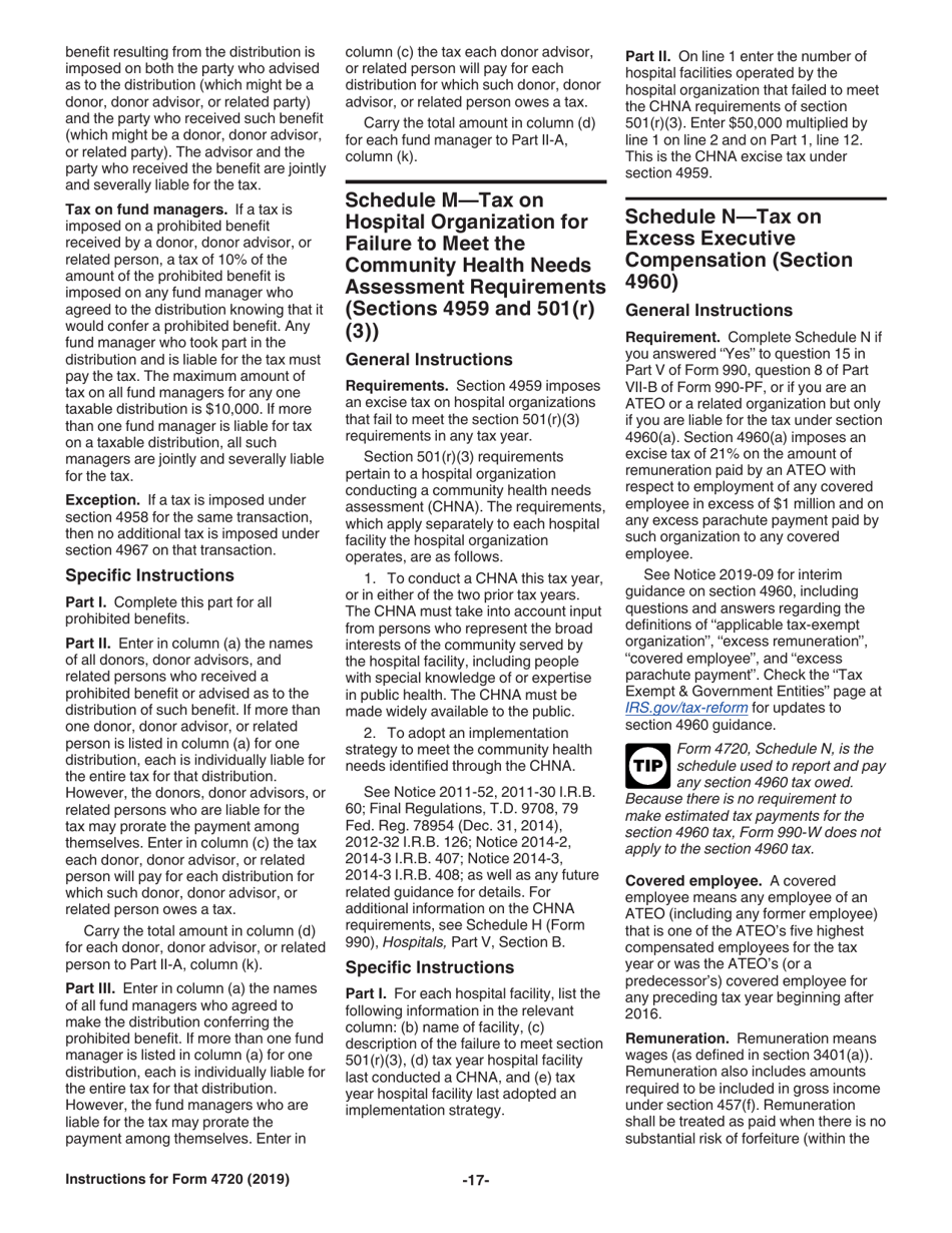 Instructions for IRS Form 4720 Return of Certain Excise Taxes Under Chapters 41 and 42 of the Internal Revenue Code, Page 17