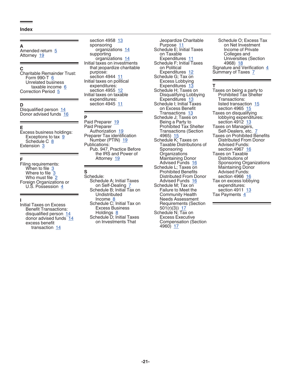 Instructions for IRS Form 4720 Return of Certain Excise Taxes Under Chapters 41 and 42 of the Internal Revenue Code, Page 21