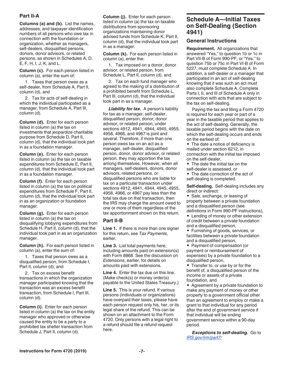 Instructions for IRS Form 4720 Return of Certain Excise Taxes Under Chapters 41 and 42 of the Internal Revenue Code, Page 7