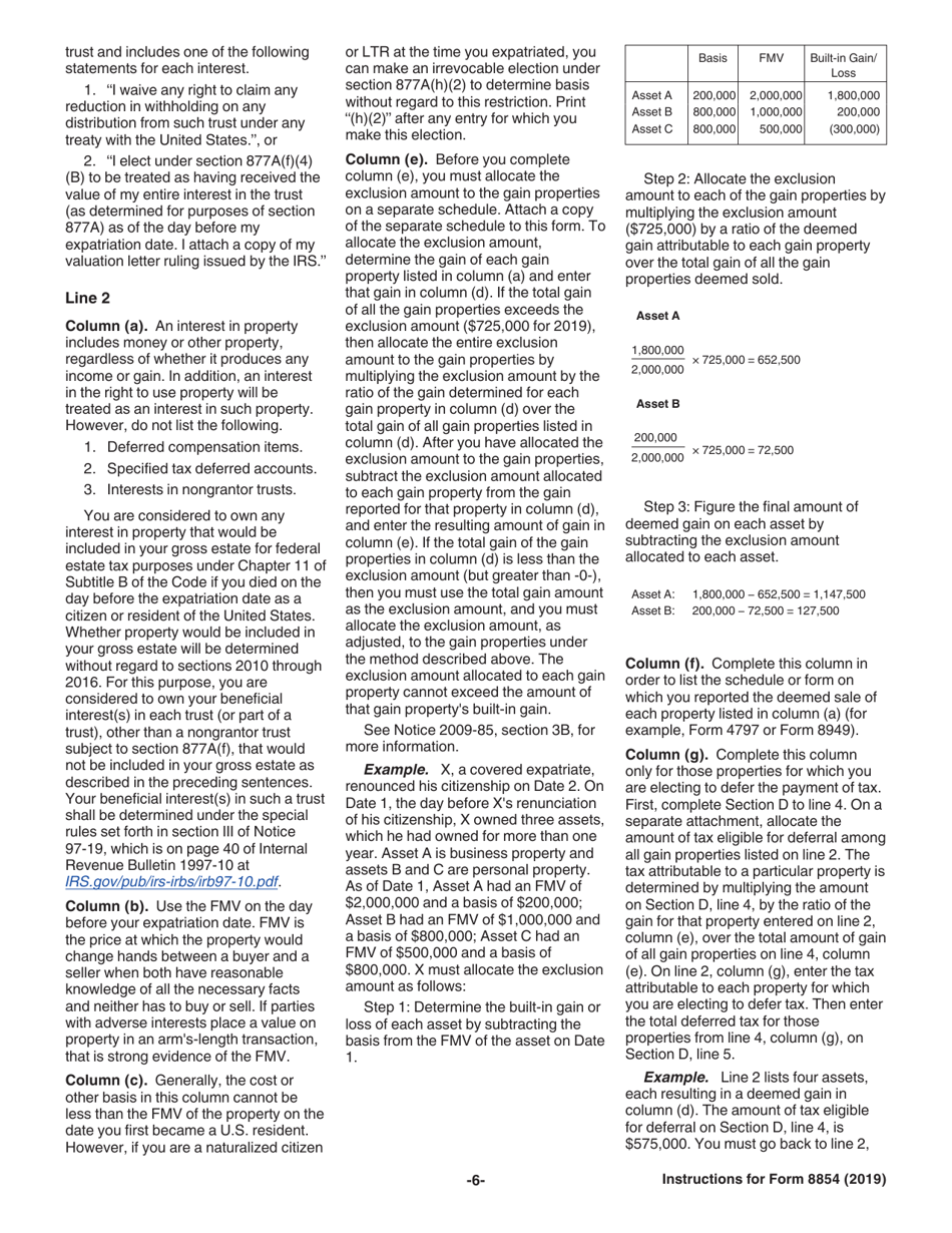 Instructions for IRS Form 8854 Initial and Annual Expatriation Statement, Page 6