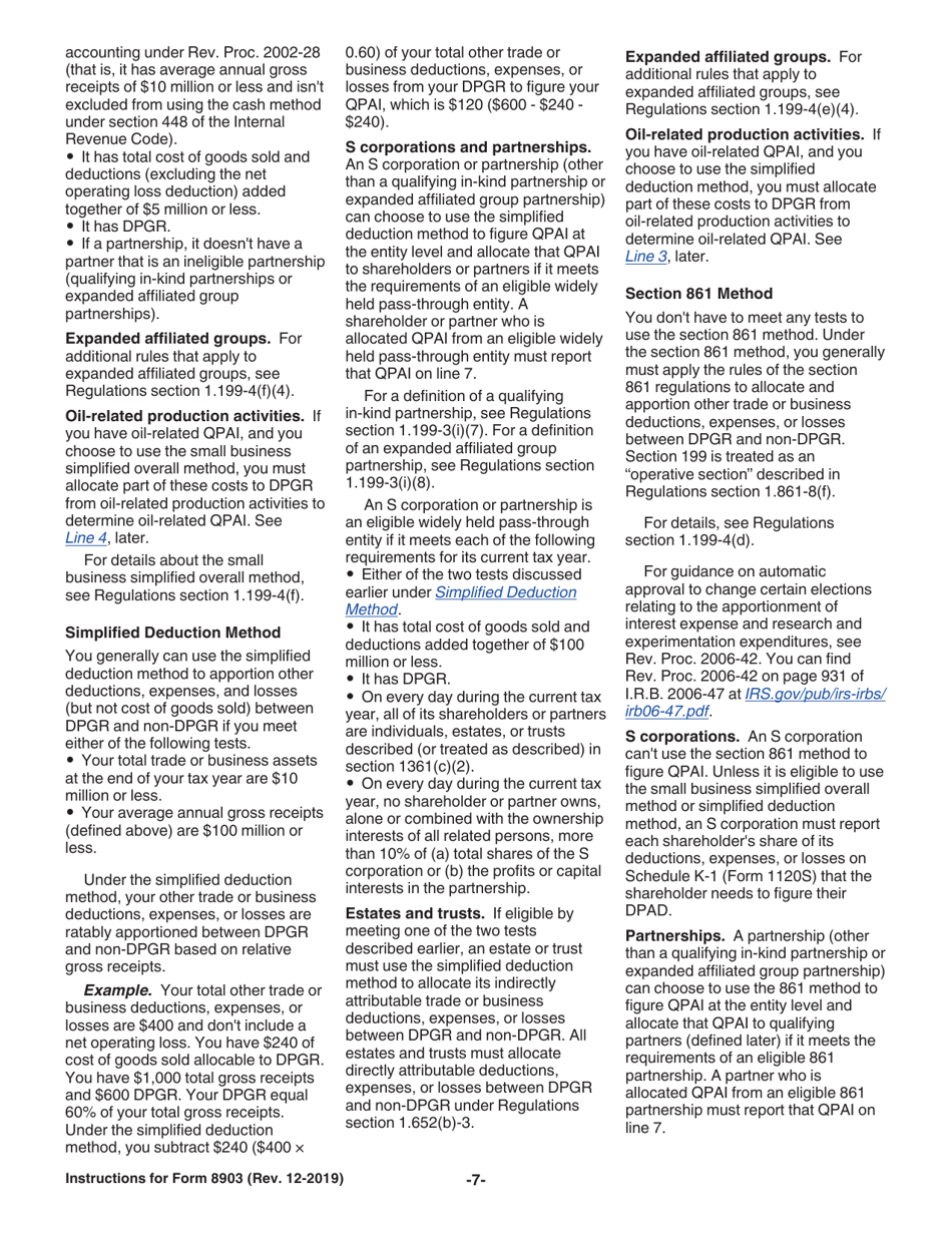 Instructions for IRS Form 8903 Domestic Production Activities Deduction, Page 7