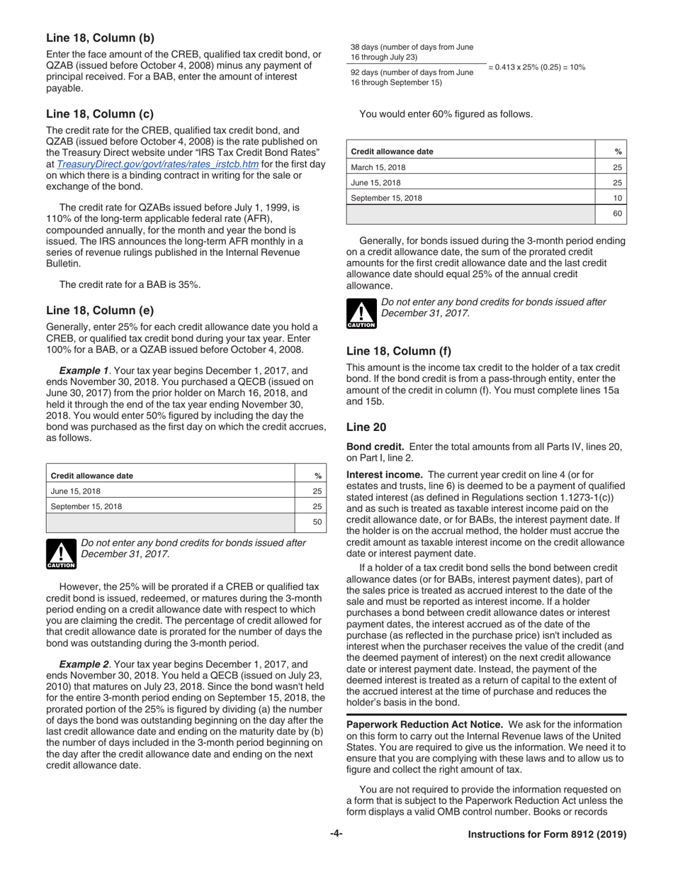 Instructions for IRS Form 8912 Credit to Holders of Tax Credit Bonds, Page 4