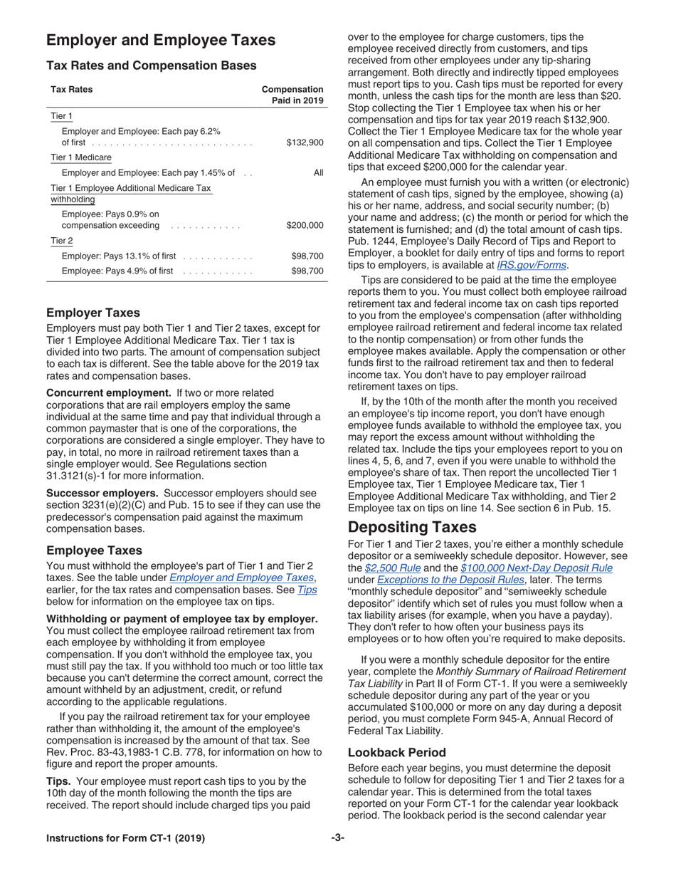 Instructions for IRS Form CT-1 Employers Annual Railroad Retirement Tax Return, Page 3
