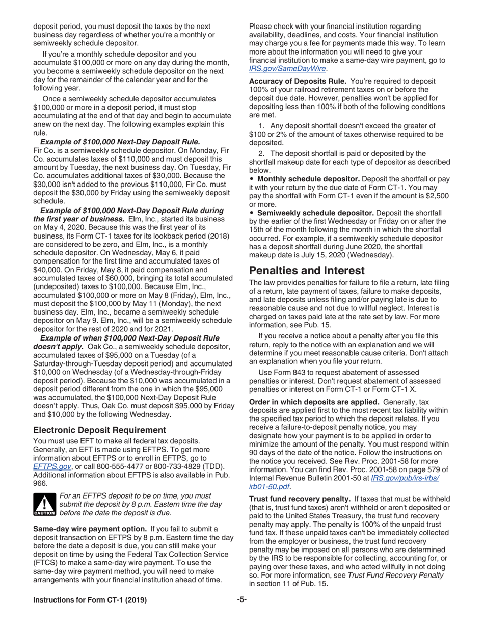 Instructions for IRS Form CT-1 Employers Annual Railroad Retirement Tax Return, Page 5