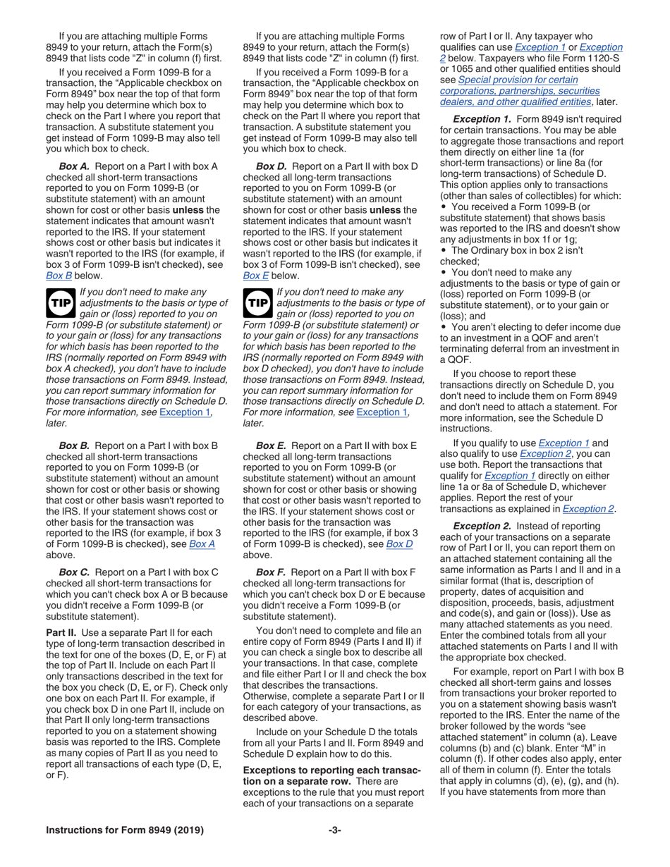 Instructions for IRS Form 8949 Sales and Other Dispositions of Capital Assets, Page 3