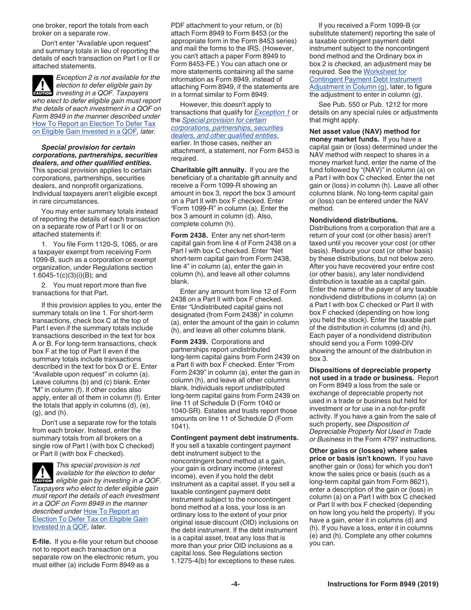 Instructions for IRS Form 8949 Sales and Other Dispositions of Capital Assets, Page 4