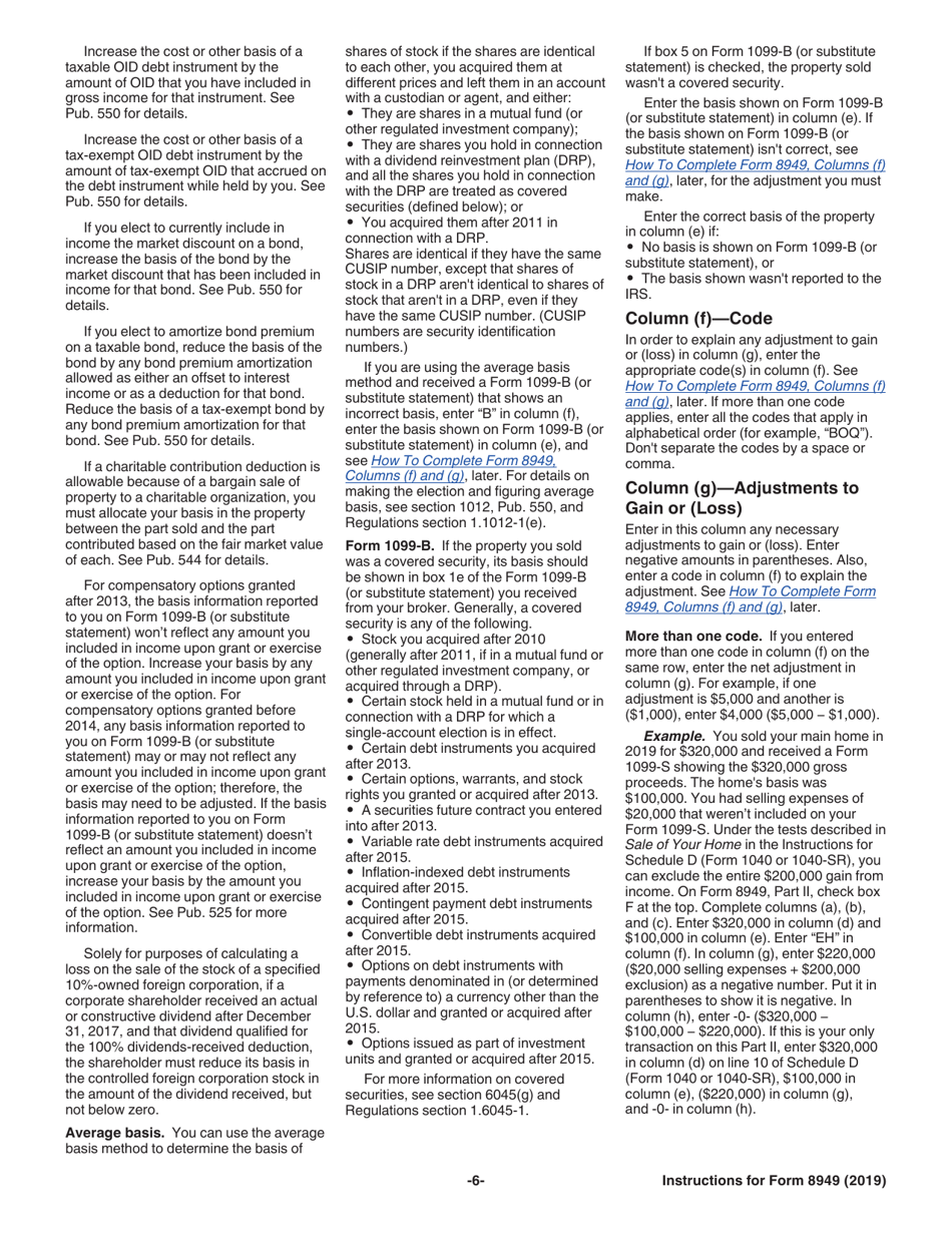 Instructions for IRS Form 8949 Sales and Other Dispositions of Capital Assets, Page 6