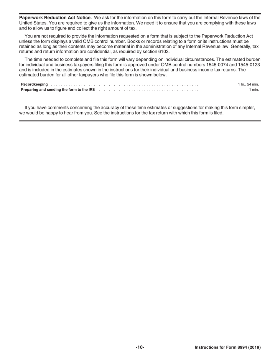 Instructions for IRS Form 8994 Employer Credit for Paid Family and Medical Leave, Page 10