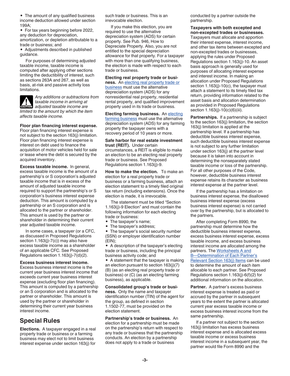 Instructions for IRS Form 8990 Limitation on Business Interest Expense Under Section 163(J), Page 3