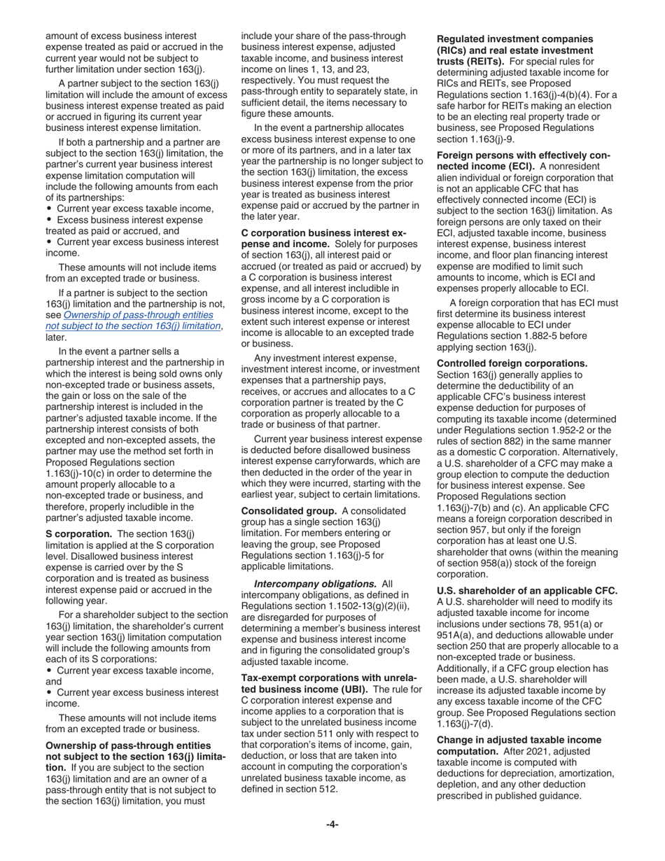 Instructions for IRS Form 8990 Limitation on Business Interest Expense Under Section 163(J), Page 4