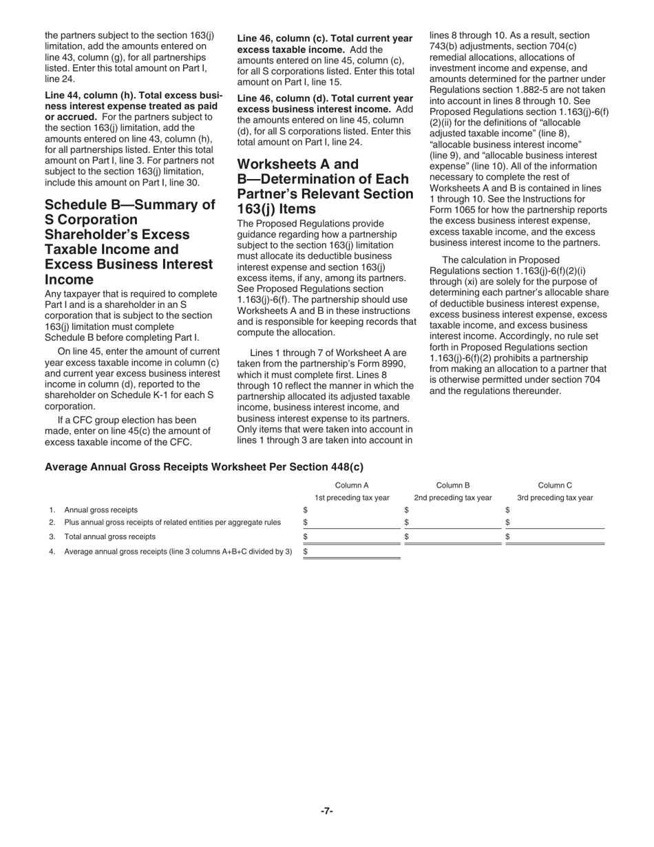 Instructions for IRS Form 8990 Limitation on Business Interest Expense Under Section 163(J), Page 7