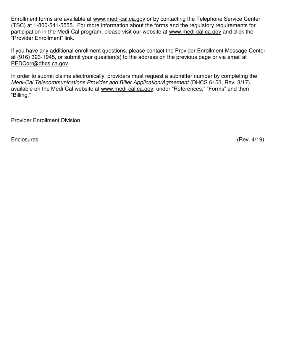 Form DHCS6216 Medi-Cal Rendering Provider Application / Disclosure Statement / Agreement for Physician / Allied / Dental Providers - California, Page 2