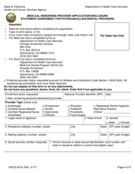 Form DHCS6216 Medi-Cal Rendering Provider Application/Disclosure Statement/Agreement for Physician/Allied/Dental Providers - California, Page 6