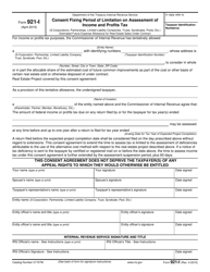 IRS Form 921-I Consent Fixing Period of Limitation on Assessment of Income and Profits Tax