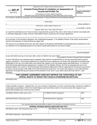 IRS Form 921-P Consent Fixing Period of Limitation on Assessment of Income and Profits Tax