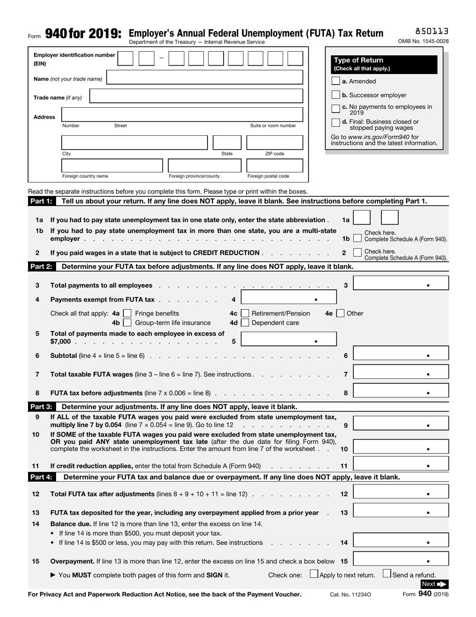 IRS Form 940 Employers Annual Federal Unemployment (Futa) Tax Return, Page 1