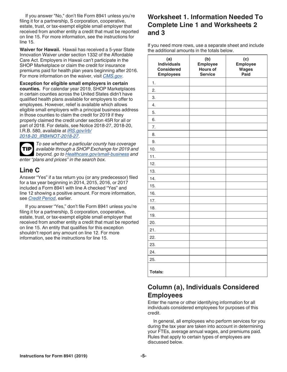 Instructions for IRS Form 8941 Credit for Small Employer Health Insurance Premiums, Page 5