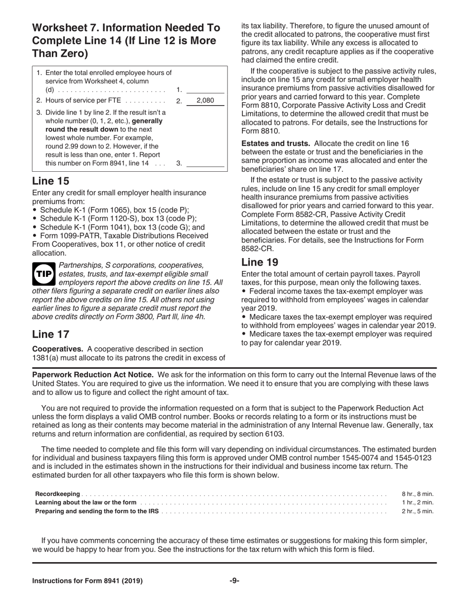 Instructions for IRS Form 8941 Credit for Small Employer Health Insurance Premiums, Page 9