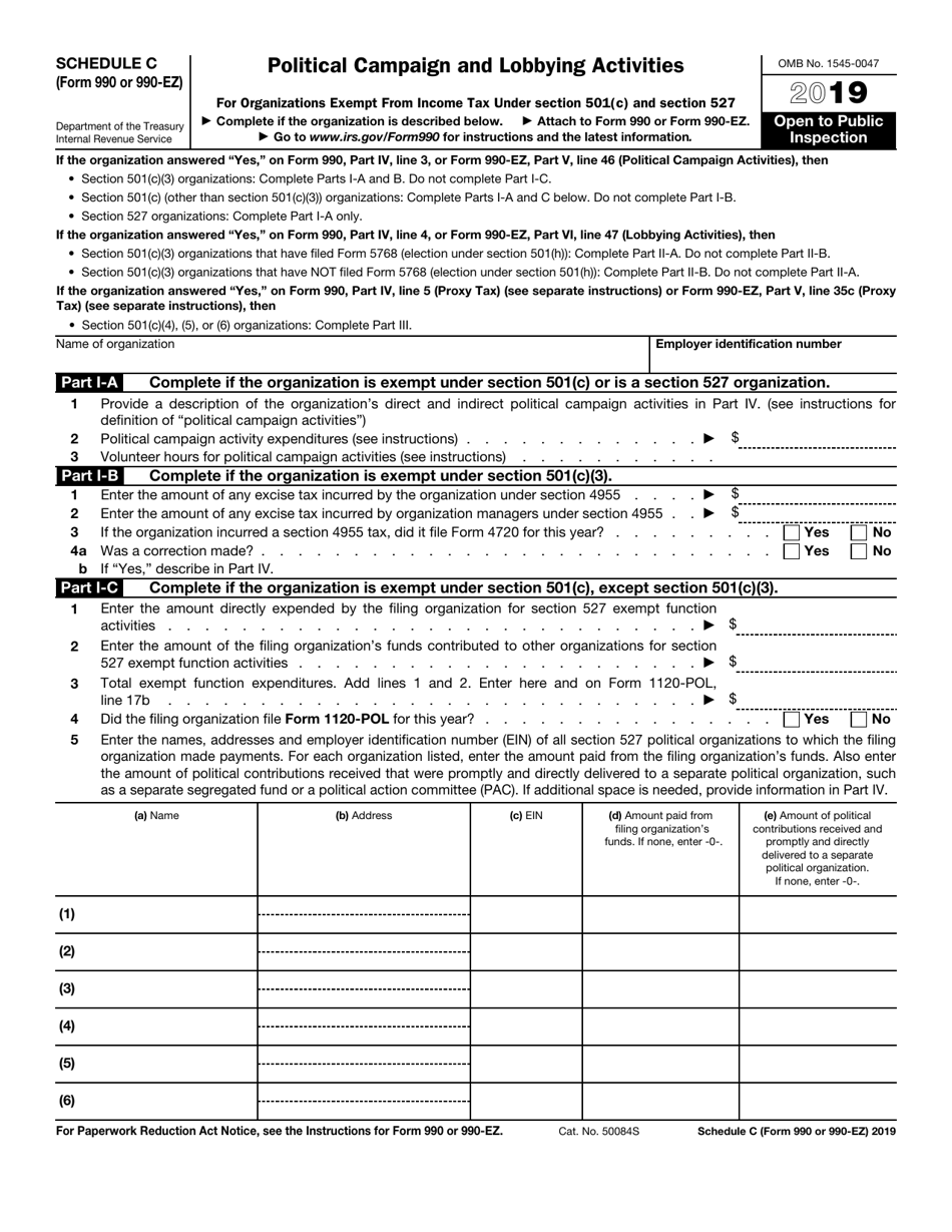 IRS Form 990 (990-EZ) Schedule C Download Fillable PDF or Fill Online ...