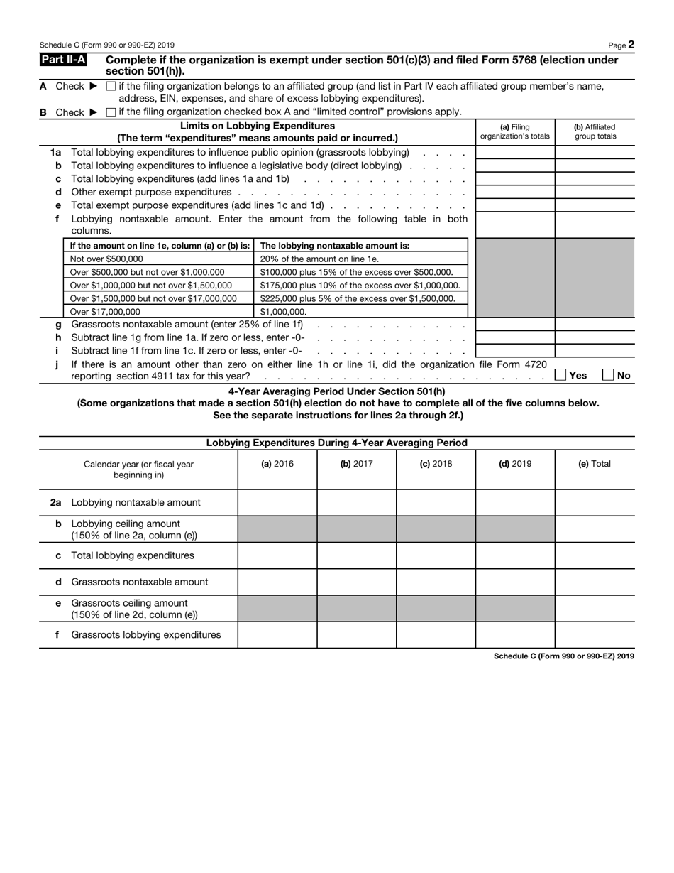 IRS Form 990 (990-EZ) Schedule C Political Campaign and Lobbying Activities, Page 2