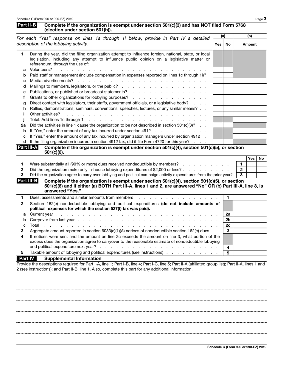 IRS Form 990 (990-EZ) Schedule C Political Campaign and Lobbying Activities, Page 3