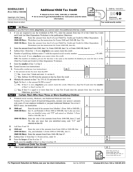 Document preview: IRS Form 1040 (1040-SR) Schedule 8812 Additional Child Tax Credit, 2019