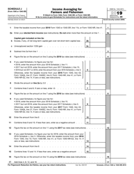 Document preview: IRS Form 1040 (1040-SR) Schedule J Income Averaging for Farmers and Fishermen