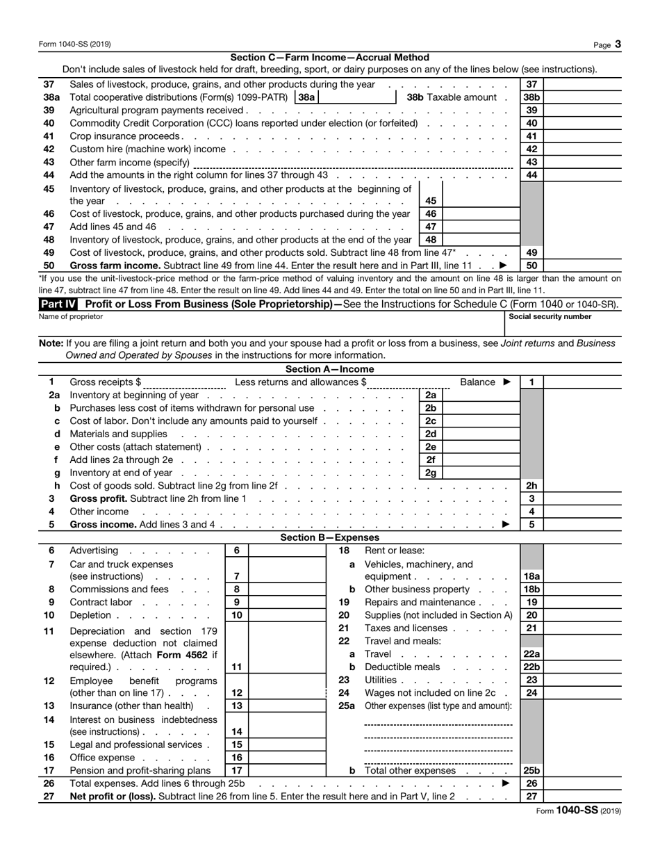 IRS Form 1040-SS U.S. Self-employment Tax Return (Including the Additional Child Tax Credit for Bona Fide Residents of Puerto Rico), Page 3