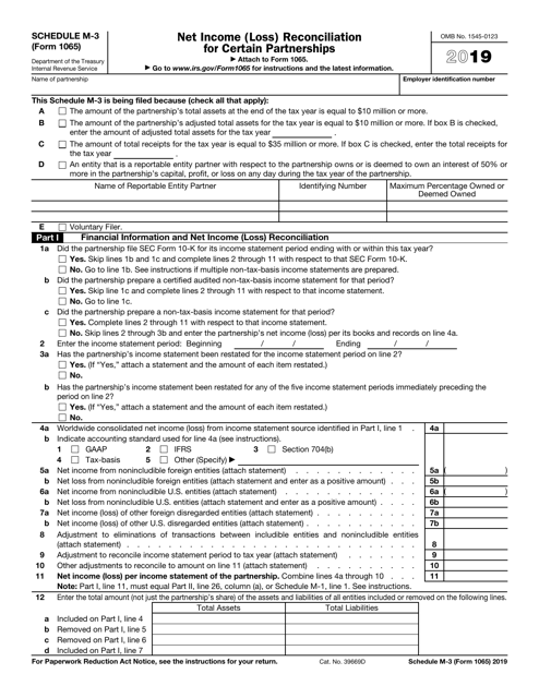 IRS Form 1065 Schedule M-3 2019 Printable Pdf