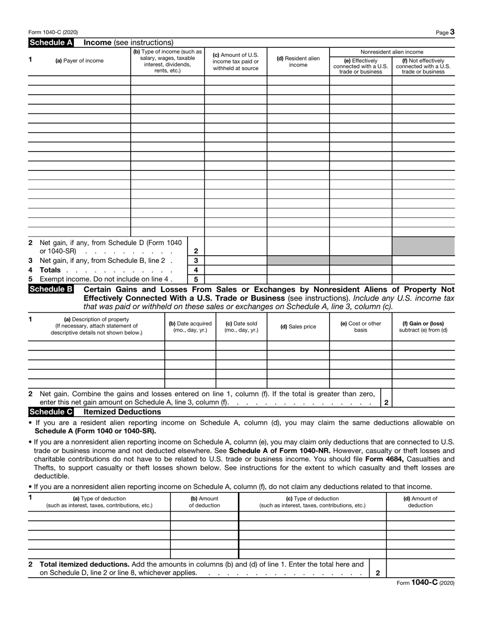 IRS Form 1040-C U.S. Departing Alien Income Tax Return, Page 3