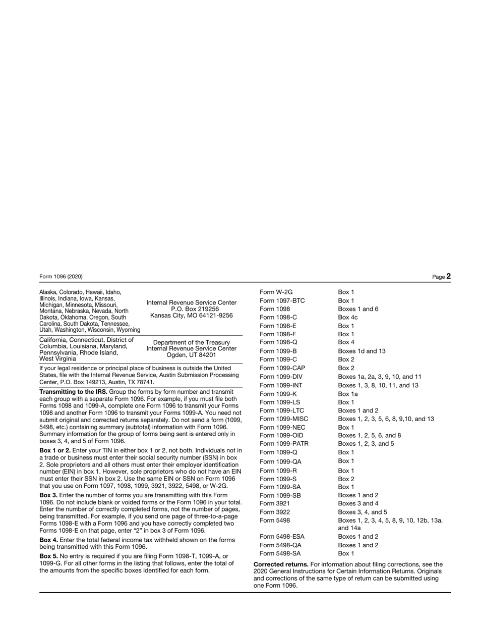 IRS Form 1096 Annual Summary and Transmittal of U.S. Information Returns, Page 3
