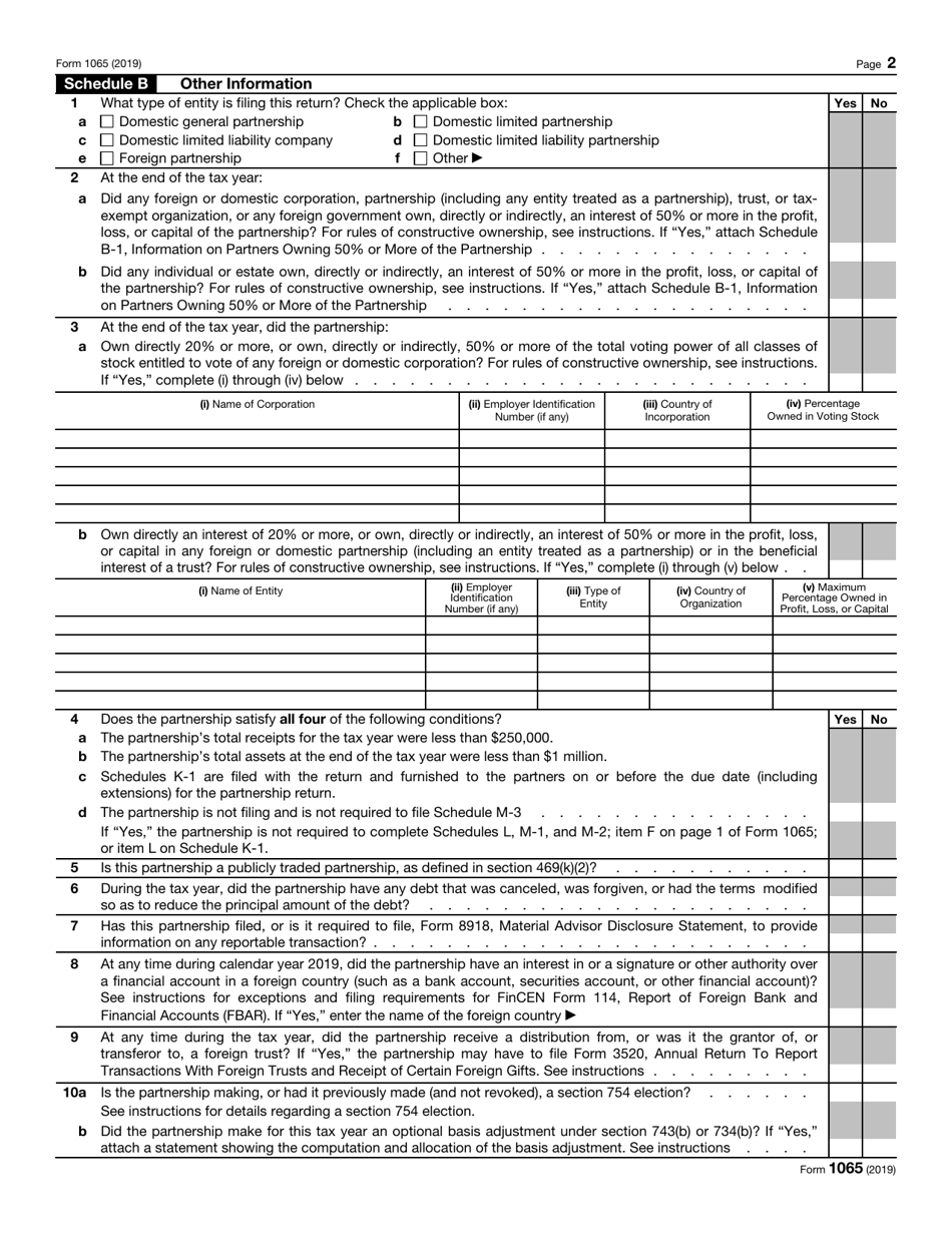 IRS Form 1065 - 2019 - Fill Out, Sign Online and Download Fillable PDF ...